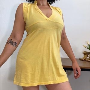 Curious Gypsy Women’s M Vintage Yellow Casual V Neck Mini Sundress